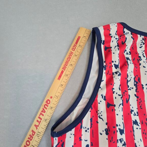 Patriotic Sleeveless round Collar Stripes & Stars Women's Flowy Tank Top NWOT - Picture 6 of 10
